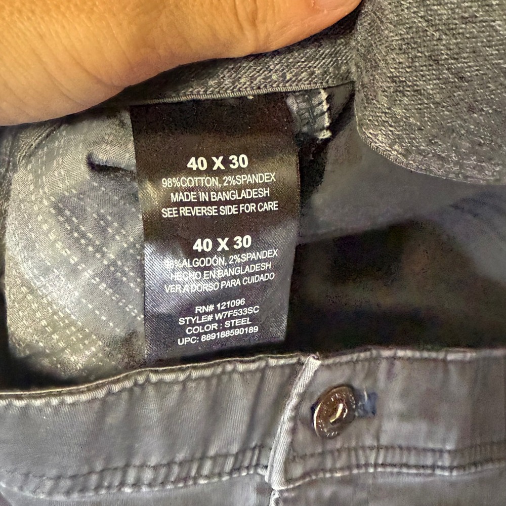 WEATHERPROOF Utility Pants Charcoal Gray Straight Leg Casual Workwear Size 40x30 - Picture 6 of 9
